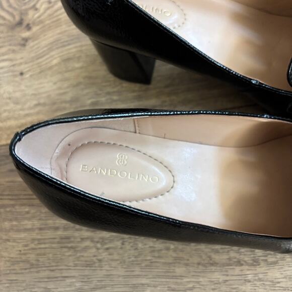 Bandolino Landry Heeled Mules Black w/ Gold Horsebit Women’s 8 — Preppy Minimal - Picture 3 of 8